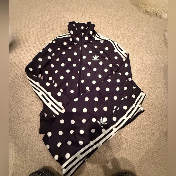 Adidas originals polka dot track suit set black & white jacket & pants women’s S - Picture 3 of 14
